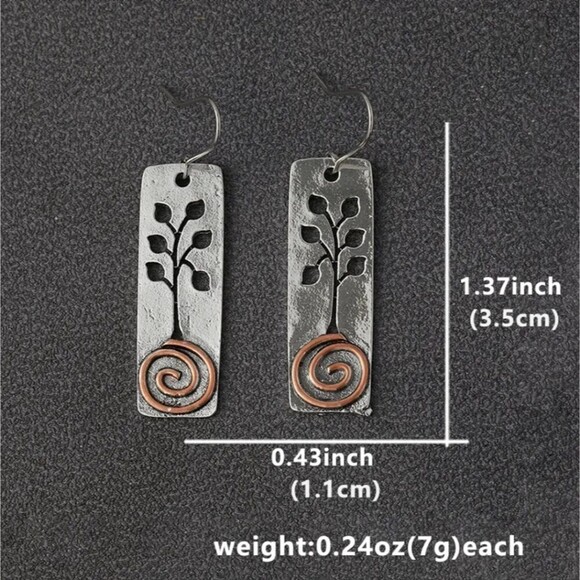 Tree stencil landscape nature inspired minimalist earrings - Picture 5 of 5